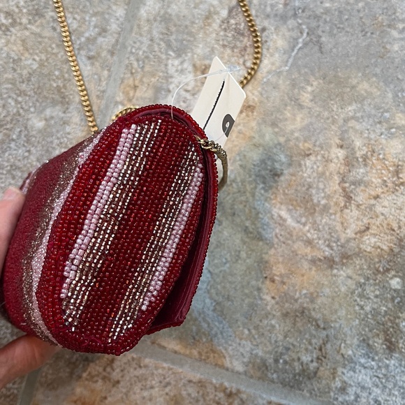 Anthropologie Beaded Petal Clutch Shoulder Bag NWT
